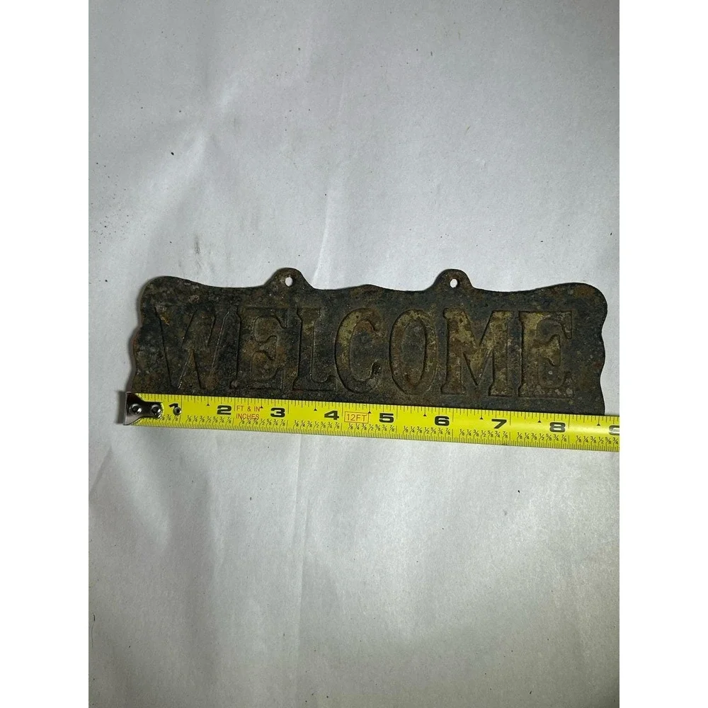 Vintage Cast Iron Welcome Sign Home Farm Decor Kitchen Farmhouse 9
